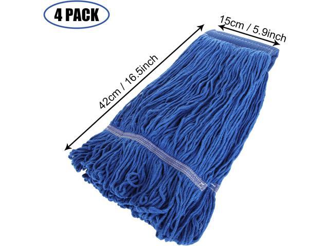 4Pcs Commercial String Mop Head, Loop-End Mop Head Replacement, Heavy Duty Mop Head Refills, 6 Inch Headband, Cotton Looped End Wet Cleaning Mop...