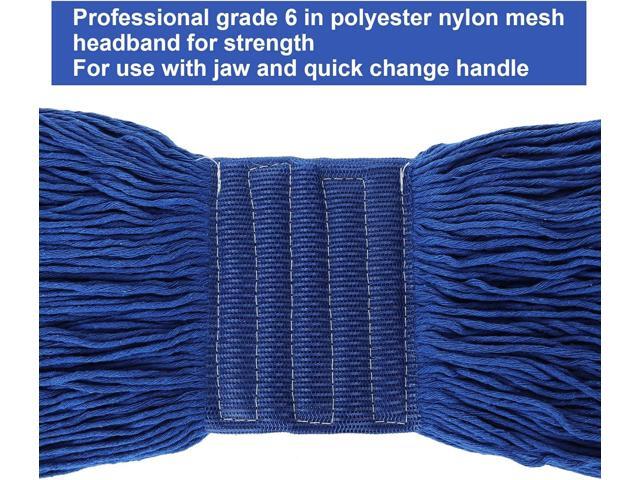 4Pcs Commercial String Mop Head, Loop-End Mop Head Replacement, Heavy Duty Mop Head Refills, 6 Inch Headband, Cotton Looped End Wet Cleaning Mop...
