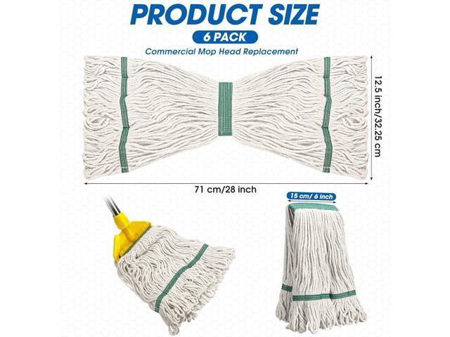 6 Pack Heavy Loop End Cotton String Mop Head Heavy Duty Mop Head Commercial Refills Mop Head Replacement for Home Industrial Commercial Floor...