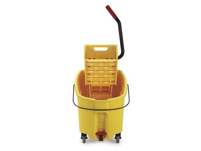 Rubbermaid Commercial 35Qt WaveBrake 2.0 Side-Press Mopping Bucket and Wringer with Foot Pedal Drain, Yellow, for Professional/Industrial/Business...