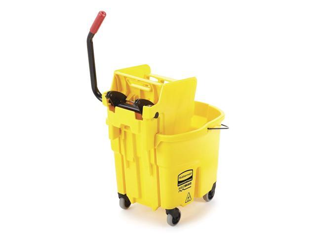 Rubbermaid Commercial 35Qt WaveBrake 2.0 Side-Press Mopping Bucket and Wringer with Foot Pedal Drain, Yellow, for Professional/Industrial/Business...