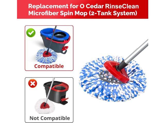 O Cedar Spin Mop Replacement Head with RinseClean 2 Tank System, 4 Mop Heads, 1 Mop Handle, 1 Mop Base, Microfiber Mop Refills, 30-58in Mop Stick...