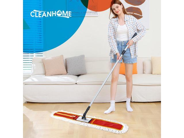 Heavy-Duty 36' Commercial Dust Mop & Floor Sweeper - Extra Wide Wet/Dry Hardwood Floor Cleaner with 59' Long Handle, Washable Microfiber and Oxford...