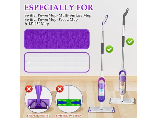 Microfiber Mop Pads for Swiffer PowerMop: Papclean Wet Dry Mopping Pads Refill - 6 Pcs Reusable Cloths for 13' -15' Power Mop Wood Multi-Surface...