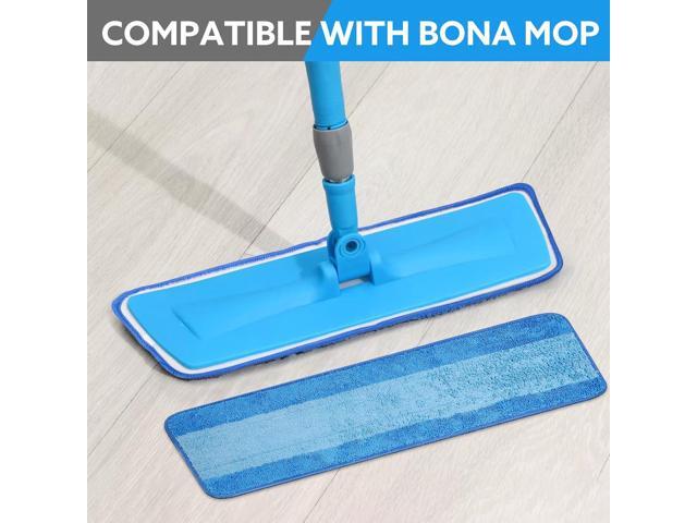 6 Pack Microfiber Cleaning Pads are Compatible with Bona Mop,18 Inch Replaceable Mop Pad Refill,Washable & Reusable Blue Microfiber Mop Pads for...