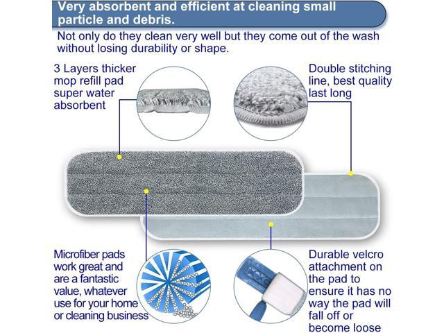 Microfiber Mop Replacement Pads 18 Inch Compatible with Bona Floor Care System, 5 Pack Reusable Wet Dry Floor Cleaning and Scurbbing Mop Refill...