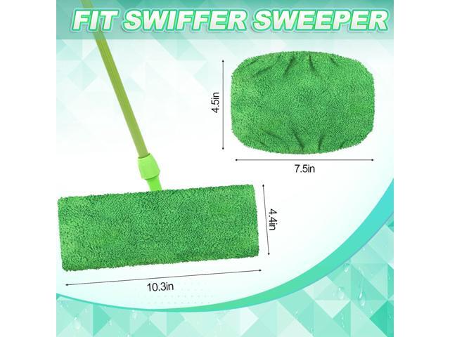 Nuogo 16 Packs Reusable Wet Mop Pads Refills Compatible with Swiffer Sweeper Mops Household Cleaning Tools for Wet & Dry Use(Green)