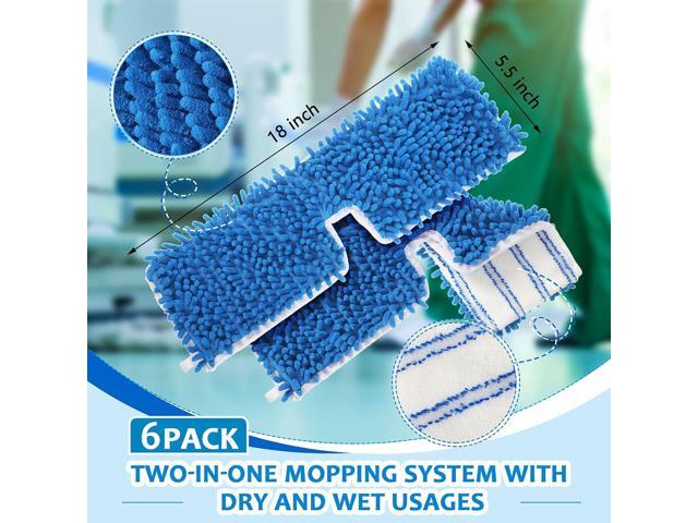 Flip Mop Refills Replacement Mop Heads Double Sided Cleaning Pads Machine Washable Microfiber Mop for Dry and Wet Home Kitchen Work Use (6 Pieces)