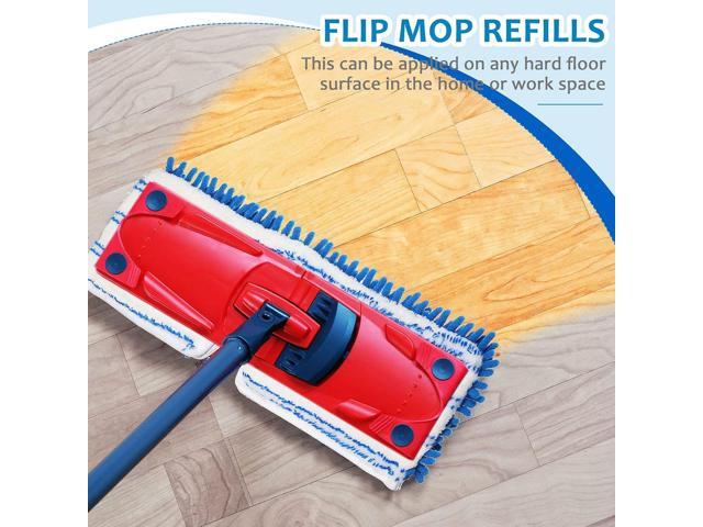 Flip Mop Refills Replacement Mop Heads Double Sided Cleaning Pads Machine Washable Microfiber Mop for Dry and Wet Home Kitchen Work Use (6 Pieces)