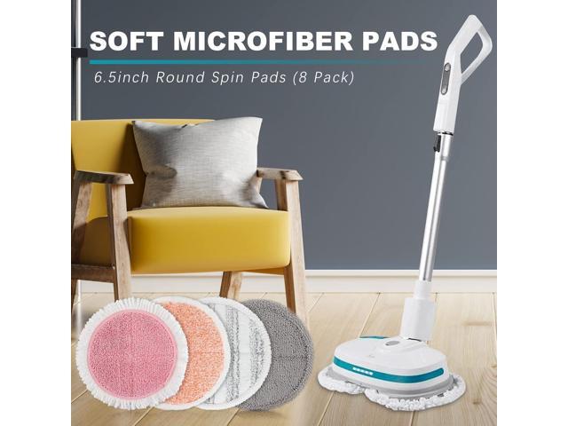 Electric Mop Pads 6.5 inch: G700 & P700 Pink Spin Mop Replacement Pads Cordless Electric Mops for Floor Cleaning Scrubber Microfiber Round Scrub 8...