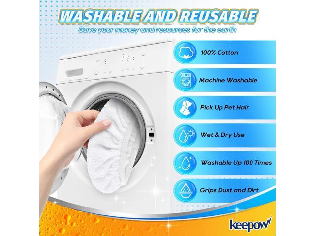KEEPOW Reusable Mop Pads Compatible with O Cedar Hardwood Floor'N More Microfiber Mop, Mop Refill Heads Replacements for Wet and Dry Use, 15x8...