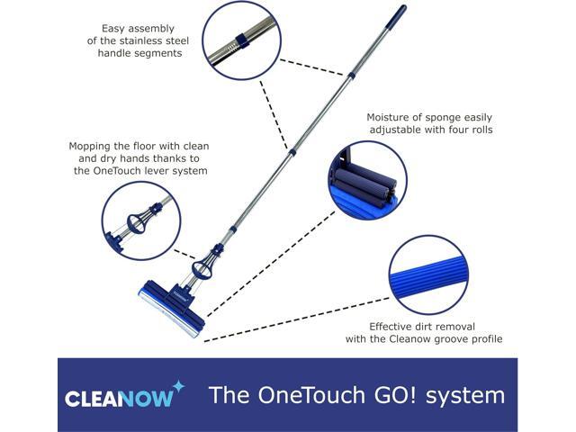 OneTouch GO! Floor Cleaner, Wring Mop, Cleaning Tool with Wringing Function - Sponge mop for Cleaning Floors- with PVA Sponge and Stainless Steel...