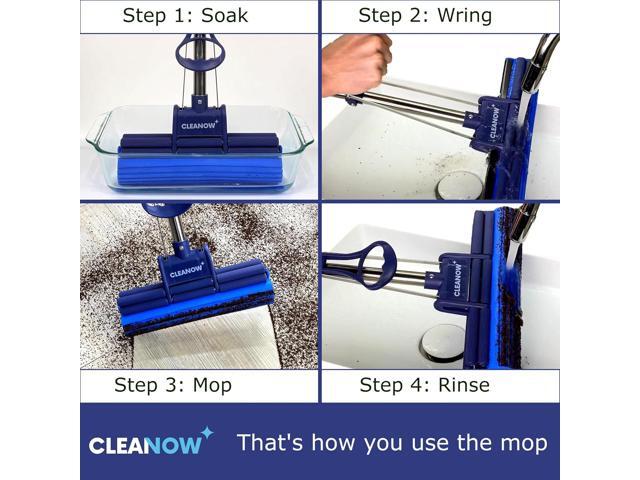 OneTouch GO! Floor Cleaner, Wring Mop, Cleaning Tool with Wringing Function - Sponge mop for Cleaning Floors- with PVA Sponge and Stainless Steel...