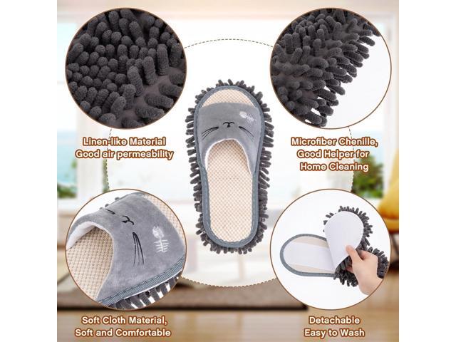 HooLing 2 Pairs Mop Slippers Microfiber Cleaning Dusting Unisex House Washable Mopping Slipper Household Tools for Wood Floor Dust Dirt Tool (Men's...