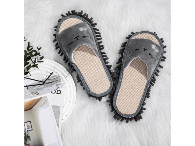 HooLing 2 Pairs Mop Slippers Microfiber Cleaning Dusting Unisex House Washable Mopping Slipper Household Tools for Wood Floor Dust Dirt Tool (Men's...