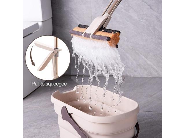 Eyliden Sponge Mop with 1 Extra Reusable Absorbent Sponge Refills, Easy Squeeze, Self Wringing Mops for Kitchen Bathroom Office Hardwood Laminate...