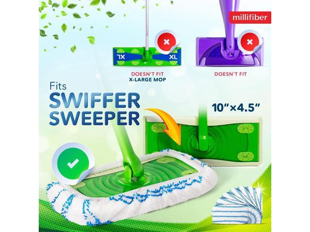 Microfiber Reusable Mop Pads Compatible with Swiffer Sweeper Mops (4-Pack) Washable Mop Pads for Wet & Dry Use (Mop is Not Included)