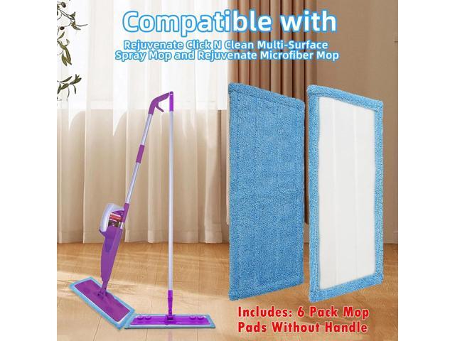 6 Pack Reusable Microfiber Pads for Rejuvenate Microfiber Mop, Compatible with Rejuvenate Click N Clean Multi-Surface Spray Mop, Machine Washable...