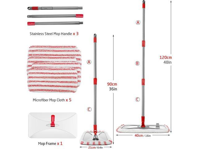Masthome Extra Large Microfiber Mop for Floor Cleaning, 16 Flat Mop with 5 Pad for Wet & Dry Use, Dust Mop for Hardwood Laminate Tile Ceramic, 1...