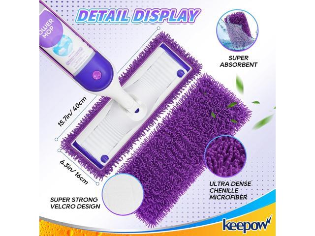 KEEPOW Reusable Power Mop Refill Pads Compatible with Swiffer PowerMop, Microfiber Power Mop Refills, Power Mop Pads for Hardwood Floor Cleaning (6...