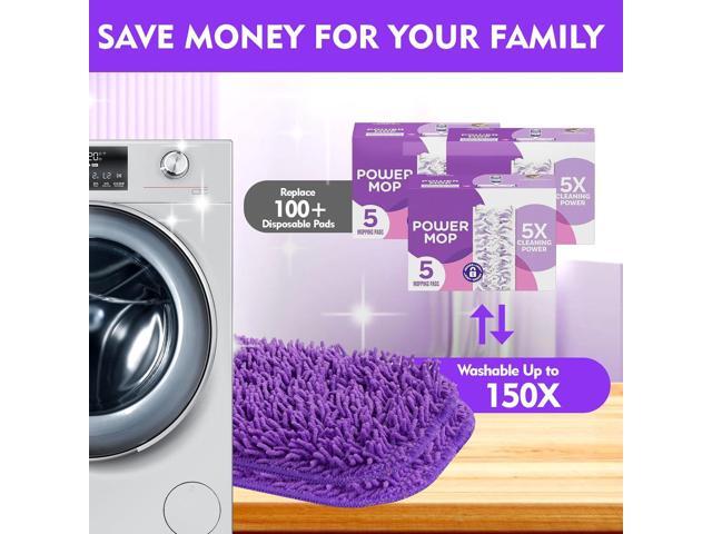 Reusable Power Mop Refill Pads for Swiffer Power Mop Starter Kit - Swifter Powermop Pads Refills - Multi-Surface & Wood Mopping Pad Refil for Floor...
