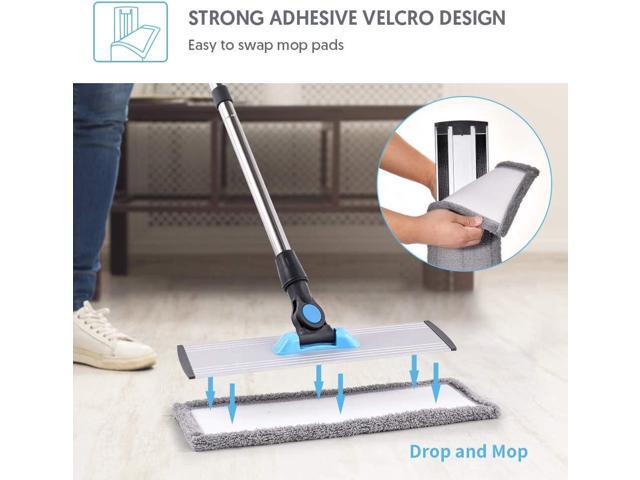 MANGOTIME Microfiber Dust Mop for Hardwood Floors - Dry Floor Cleaning for Wood, Tile, Vinyl, Laminate - Wet Flat Mop With 4 Washable Reusable Pads...
