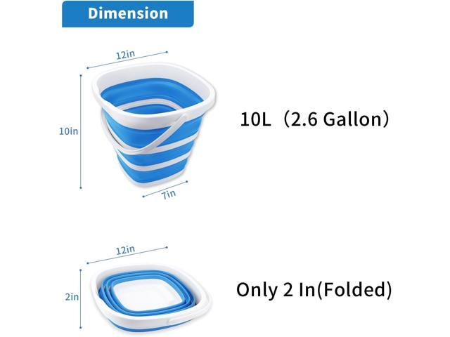 2 Pack Collapsible Buckets 10L 2.6 Gallon Cleaning Bucket Mop Bucket Folding Foldable Portable Small Plastic Water Supplies for Outdoor Garden...
