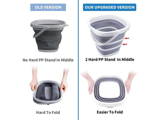 2 Pack Collapsible Buckets 10L 2.6 Gallon Cleaning Bucket Mop Bucket Folding Foldable Portable Small Plastic Water Supplies for Outdoor Garden...