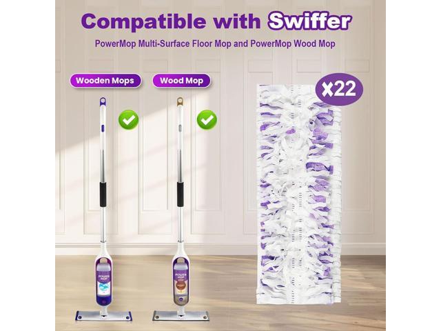 22 Count Disposable Power Mop Refills Compatible with Swiffer PowerMop Multi-Surface Floor Mop and Swiffer PowerMop Wood Mop, Power Mop Pads for...
