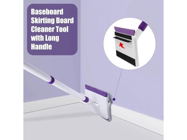 Baseboard Cleaner Tool with Handle, 60' Extendable Long Handle Baseboard Cleaner with 5 Reusable Pads for Baseboards Cleaning, Ceiling, Wall,...