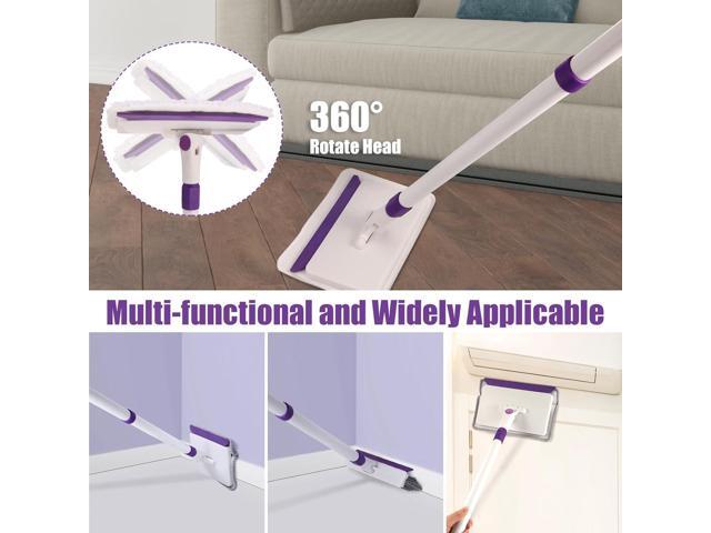 Baseboard Cleaner Tool with Handle, 60' Extendable Long Handle Baseboard Cleaner with 5 Reusable Pads for Baseboards Cleaning, Ceiling, Wall,...