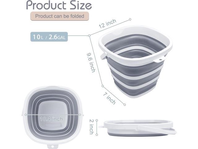 Collapsible Bucket, 2.6 Gallon (10L) - Square Foldable Mop Bucket for House Cleaning, Car Washing, Camping - Portable Water Pail for Outdoor, RV,...