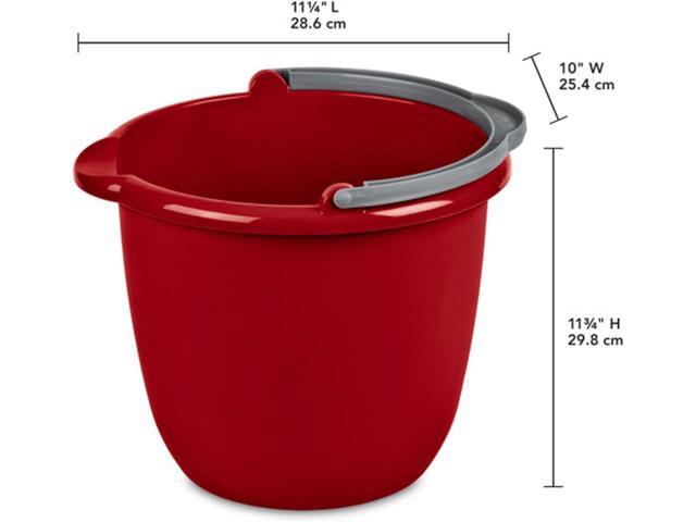 Sterilite 10 Qt Spout Pail with Handle, Bucket for Household Cleaning, Washing The Car, and Mopping, Spout to Easily Pour Water, Red, 24-Pack