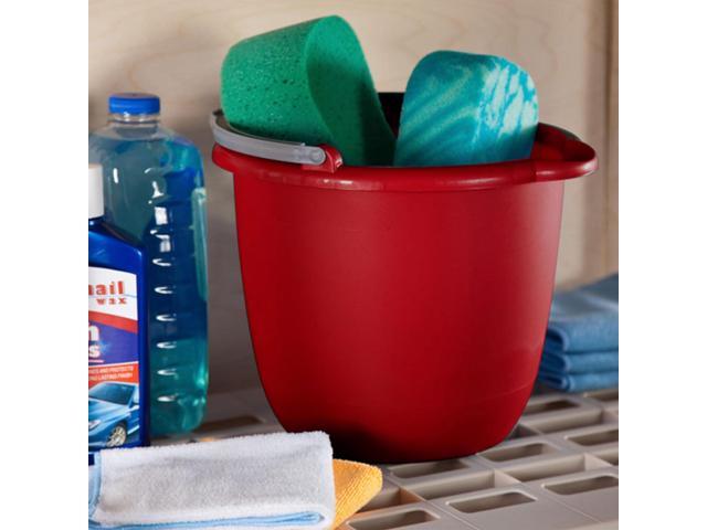 Sterilite 10 Qt Spout Pail with Handle, Bucket for Household Cleaning, Washing The Car, and Mopping, Spout to Easily Pour Water, Red, 24-Pack