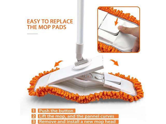 Dust Mop for Floor Cleaning with Washable Microfiber Pad - JEHONN Dry Wet Flat Mop with Scouring Pad for Hardwood, Laminate, Tile, Marble