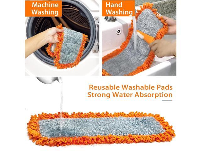 Dust Mop for Floor Cleaning with Washable Microfiber Pad - JEHONN Dry Wet Flat Mop with Scouring Pad for Hardwood, Laminate, Tile, Marble