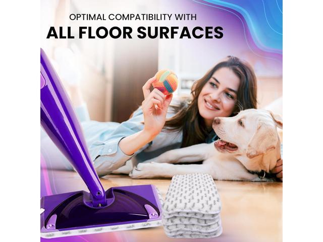 6pcs of Universal 11-inch Velcro Type Reusable Floor Mop Pads Compatible with Swiffer Wet Jet Refills Machine Washable Thick Microfiber Wet Pads...