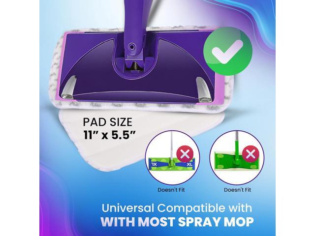 6pcs of Universal 11-inch Velcro Type Reusable Floor Mop Pads Compatible with Swiffer Wet Jet Refills Machine Washable Thick Microfiber Wet Pads...