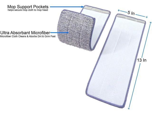 Bulletproof Microfiber Mop Replacement Heads - 5 Pack Washable Pads for Floor Cleaning Compatible with Tethys,Joy Moop & Most 11 - 13 Flat Squeeze...