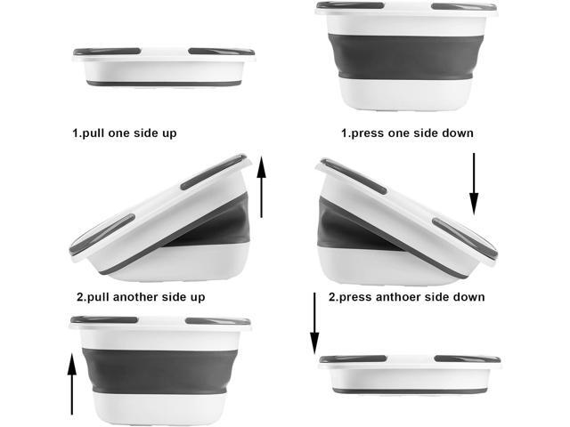 Coloch 2 Pack 16L/4.2 Gallon Collapsible Plastic Bucket, Foldable Mop Bucket Laundry Basket with Handle, Portable Water Pail Space-Saving Bucket...