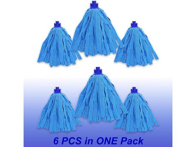 6 PCS Blue Microfiber Mop Replacement Compatible with All Standard US Threading Pole &0.8' Diameter Mop Handle