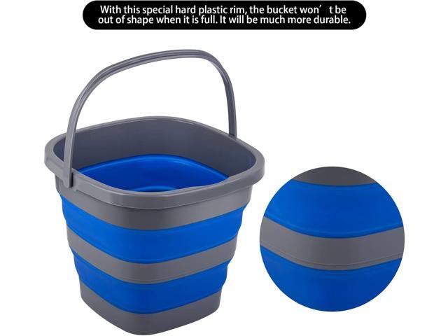 3 Pack Collapsible Bucket with 1.32 Gallon (5L) Each, Small Plastic Bucket for Sand or Beach, Portable Water Bucket for Cleaning, Fishing Water Pail