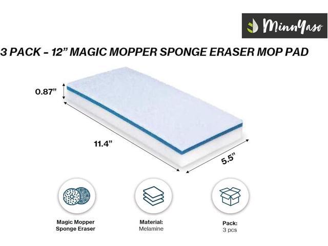 Magic Mopper Sponge Eraser Mop Pad Compatible with Swiffer Wet Jet and 12' Wet Spray Mops 12-inch Magic Sponge Eraser Mop Pad 3 Pack