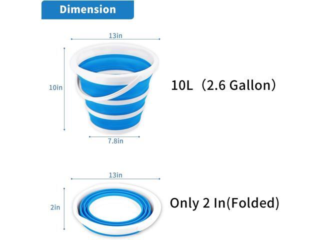 2 Pack Collapsible Buckets 10L 2.6 Gallon Cleaning Bucket Mop Bucket Folding Foldable Portable Small Plastic Water Supplies for Outdoor Garden...