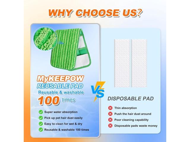 XL Wet Pads Refills for Swiffer XL Dry Sweeping Cloths Reusable XL Wet Mopping Pad Cleaning Cloths Microfiber Mop Pads for Hardwood Floor Cleaning...