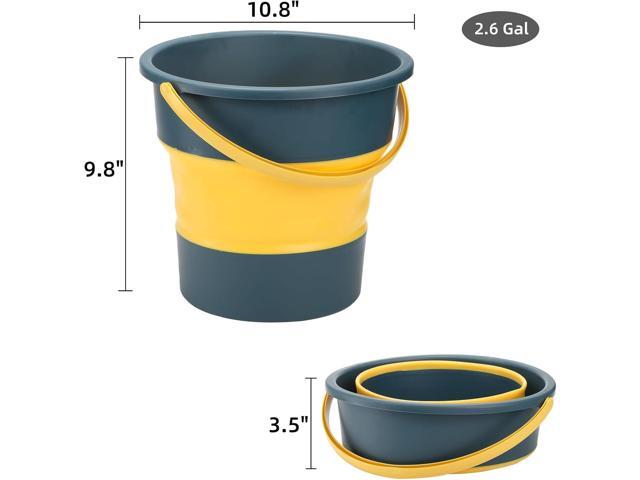 3 Pack Collapsible Plastic Bucket, 2.6 Gallon/10L Foldable Round Tub with Handle, Folding Portable Fishing Water Pail, Space Saving Outdoor...