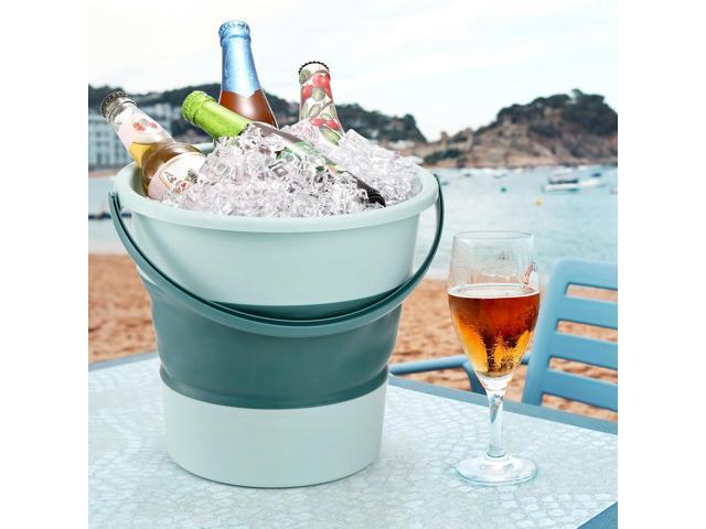 3 Pack Collapsible Plastic Bucket, 2.6 Gallon/10L Foldable Round Tub with Handle, Folding Portable Fishing Water Pail, Space Saving Outdoor...