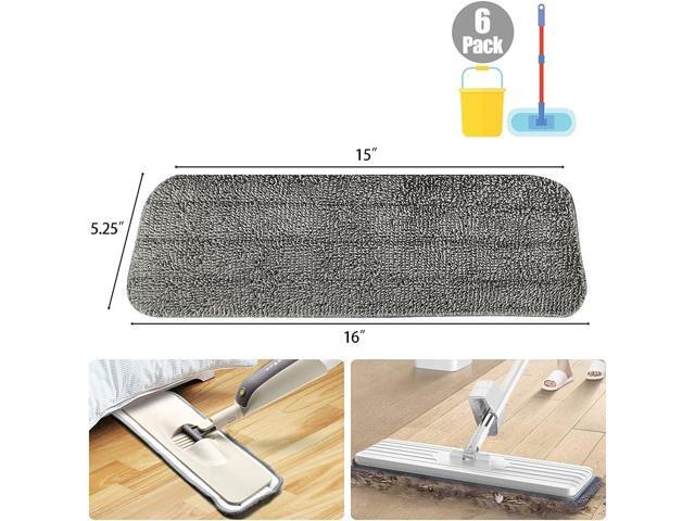 6 Pack Microfiber Spray Mop Replacement Heads for Wet Dry Mops, Premium Floor Cleaning Pads, Reusable Replacement Refills Compatible with Bona...