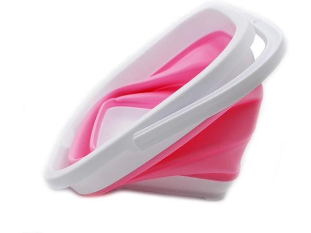 SAMMART 10L (2.6 gallon) Collapsible Rectangular Handy Bucket (White/Pink (Set of 2))