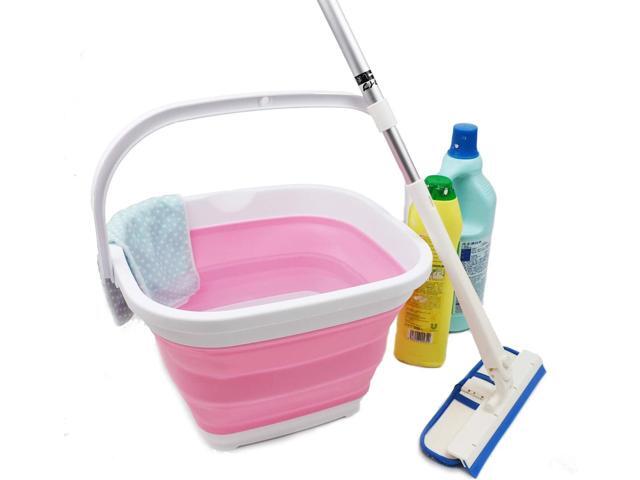 SAMMART 10L (2.6 gallon) Collapsible Rectangular Handy Bucket (White/Pink (Set of 2))